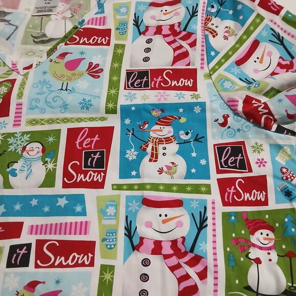 SB Scrubs Large SNOWMEN Scrub Top Poly/Cotton Blend Christmas Holiday Season - Picture 3 of 10